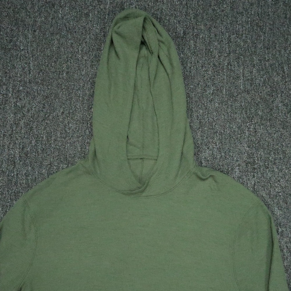 Lululemon Hoodie Mens Medium Green Waffle Knit Pullover Long Sleeve Lightweight - Picture 2 of 7